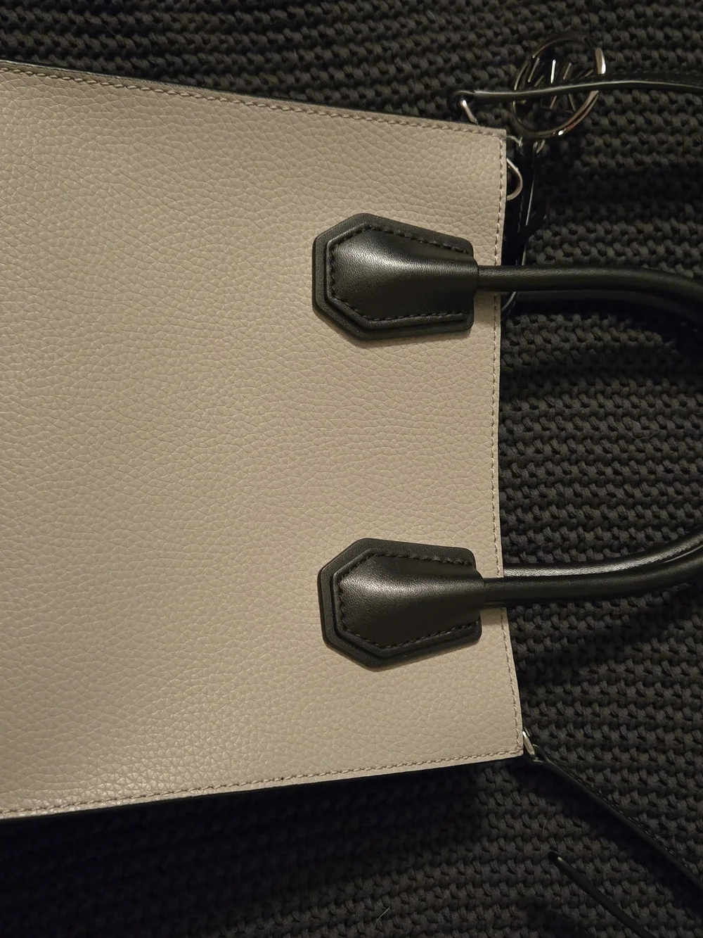 Michael Kors Cream and Black Leather Tote Bag
